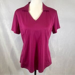 Lady Hagan raspberry vneck short sleeve golf polo size medium